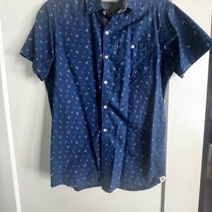 Free Planet Anchor Print Blue Men's Shirt